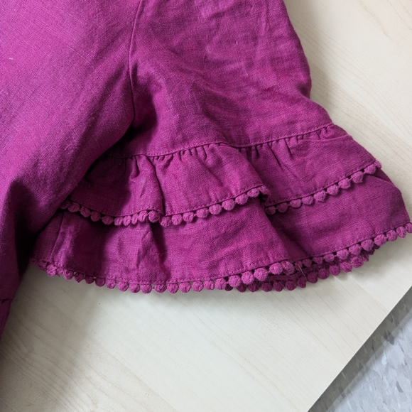 Chico's Magenta Pink Ruffle Sleeve Linen Roll Midi Dress - Picture 4 of 15